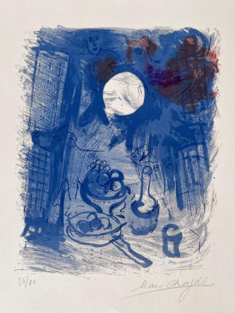 Litografía Chagall - Nature morte bleue 