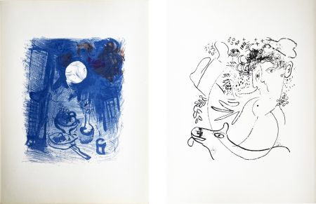 Litografía Chagall - NATURE MORTE BLEUE (Blue Still Life). Paris 1957.