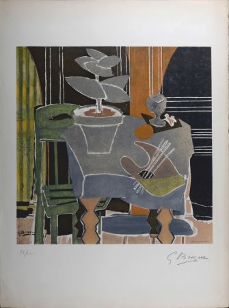 Litografía Braque (After) - Nature morte à la palette, 1960 - Hand-signed!