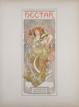 Litografía Mucha - Nectar, 1902