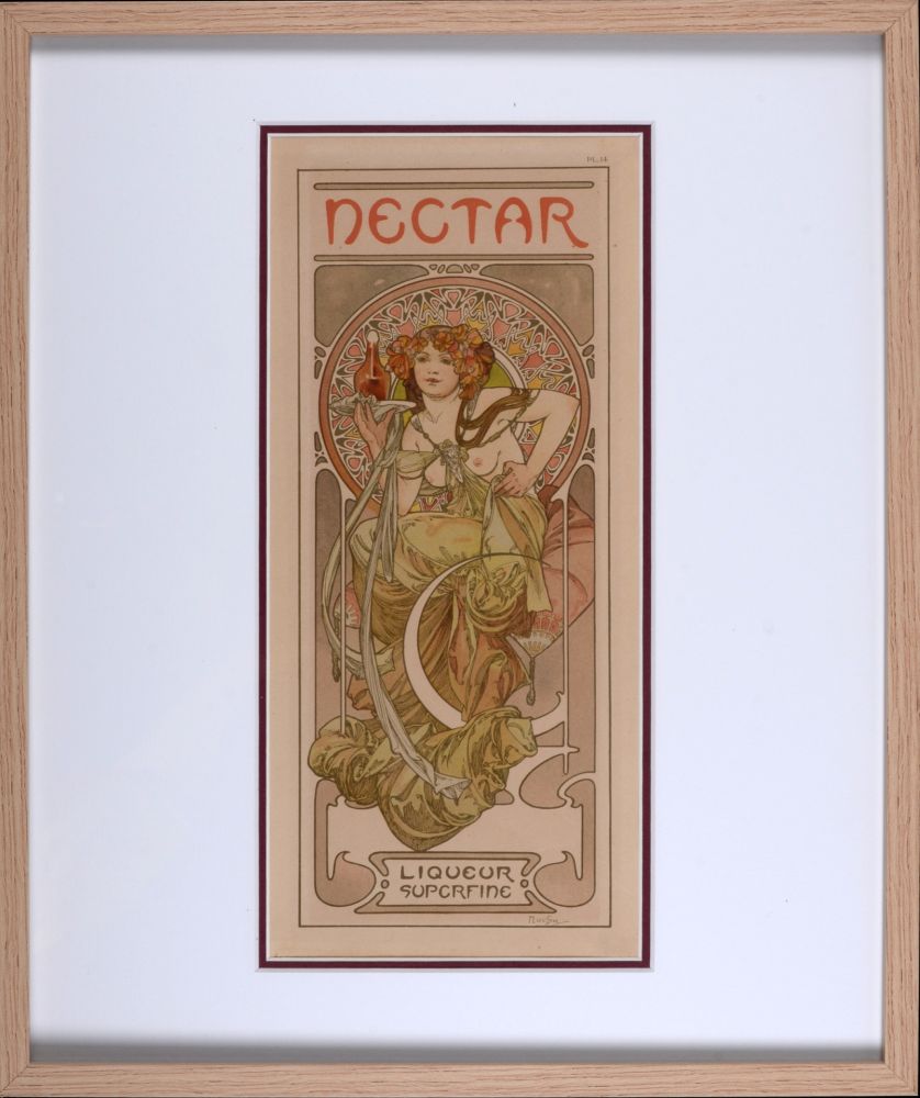 Litografía Mucha - Nectar, 1902 - Framed