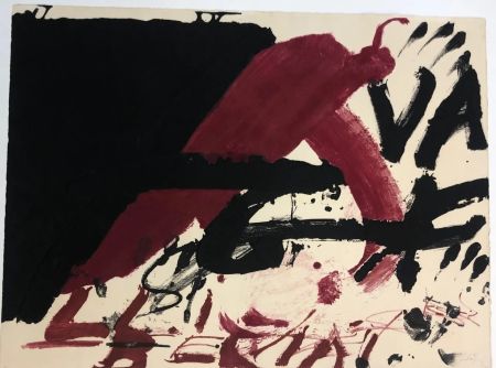 Aguafuerte Tàpies - Negre i roig serie VI