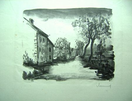Litografía Vlaminck - Nelle-la-Vallee, le chemin aux Bords de Sausseron