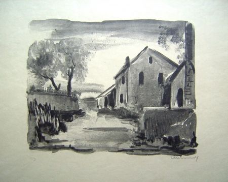 Litografía Vlaminck - Nelle-la-Vallee. Maisons rustiques