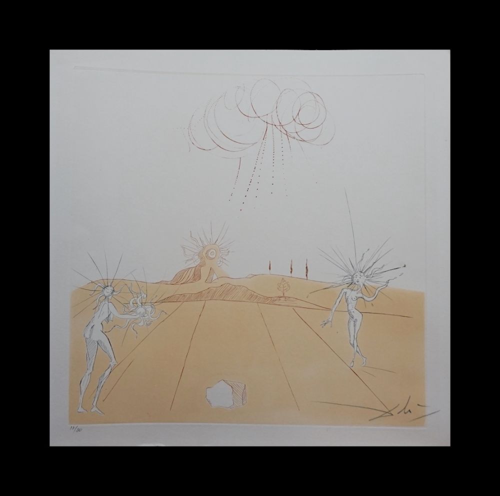 Grabado Dali - Neuf Paysages Paysage avec Figures-Soleil from Sun