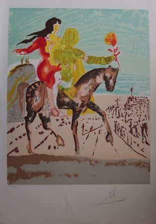 Litografía Dali - New Jerusalem - Femme à cheval