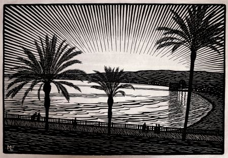 Grabado En Madera Moreau - NICE (Promenade des anglais / French Riviera) - Gravure s/bois / Woodcut - 1910