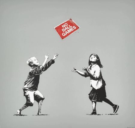 Serigrafía Banksy - No Ball Games - grey