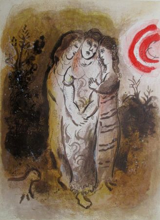 Litografía Chagall - Noemie et ses Belles-Filles / Naomi hans her daughter-in-law