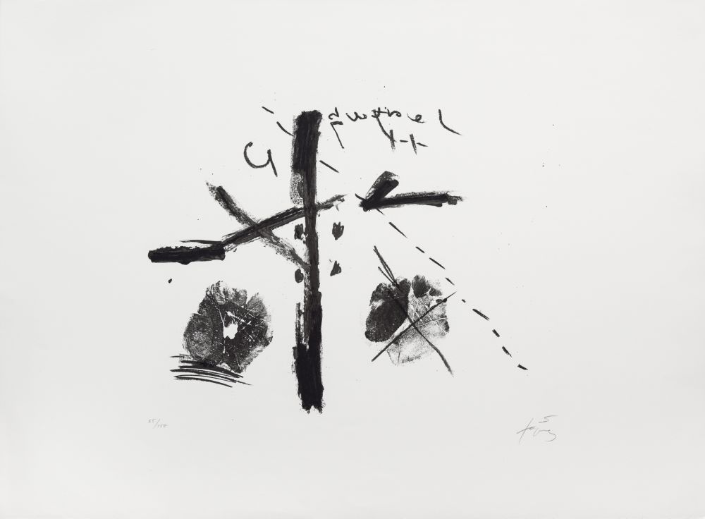 Litografía Tàpies - Noir/fond blanc