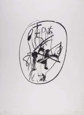Litografía Tàpies - Nostalgia del Dragon y el Laberinto, 1986 - Hand-signed