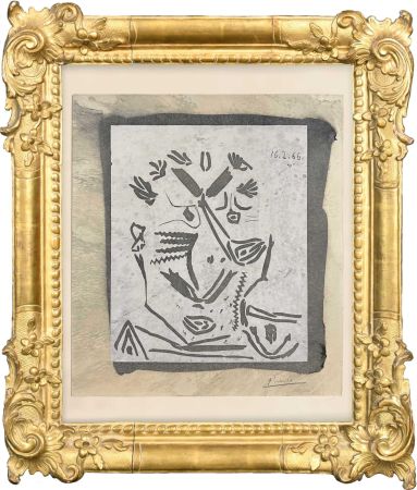 Linograbado Picasso - Notre Dame de Vie. 1966  (selportrait?)