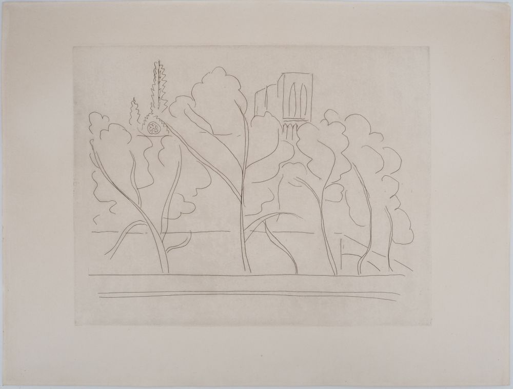 Grabado Matisse - Notre Dame à travers les arbres