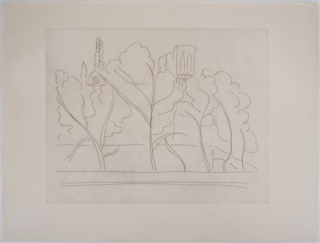 Grabado Matisse - Notre Dame à travers les arbres