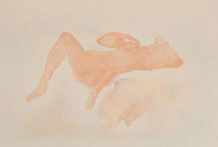 Litografía Rodin - Nu allongé