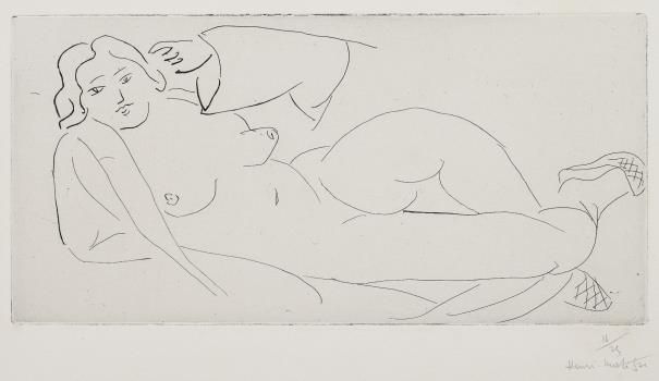Grabado Matisse - Nu allongé, aux babouches de paille tressée 