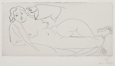Grabado Matisse - Nu allongé, aux babouches de paille tressée 