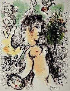 Litografía Chagall - Nu au visage double