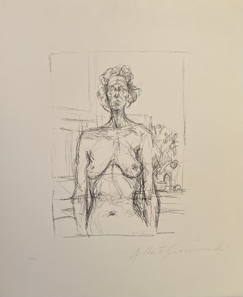 Litografía Giacometti - Nu Aux Fleurs