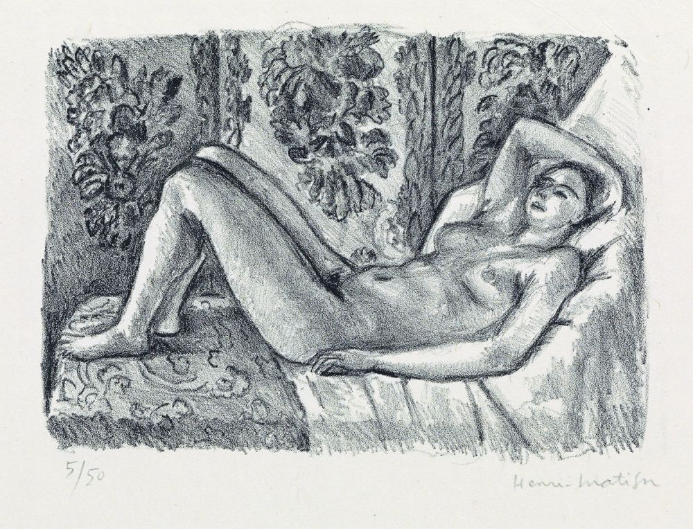 Litografía Matisse - Nu couché au paravant Louis XIV