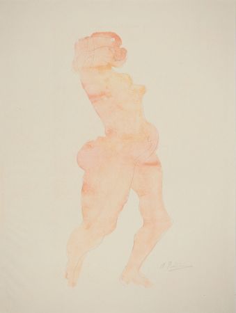Litografía Rodin - Nu dansant