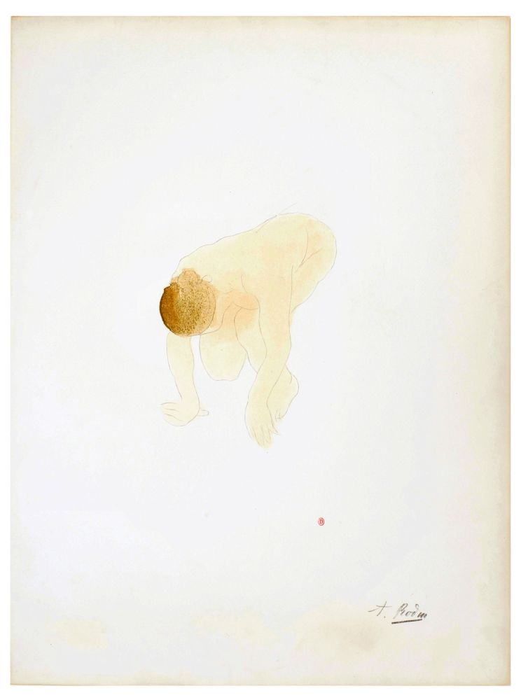 Litografía Rodin - Nu de femme