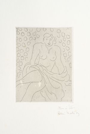 Grabado Matisse - Nu drapé sur fond composé de cercles