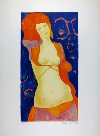 Litografía Bonnefoit - Nu Orange / Orange Nude