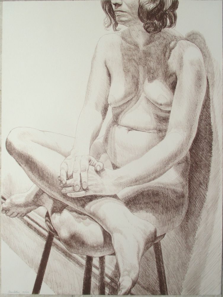 Litografía Pearlstein - Nude on a stool