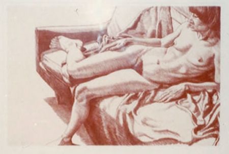 Litografía Pearlstein - Nude on Sofa Draped