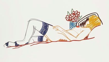Serigrafía Wesselmann - Nude with Bouquet and Stockings 
