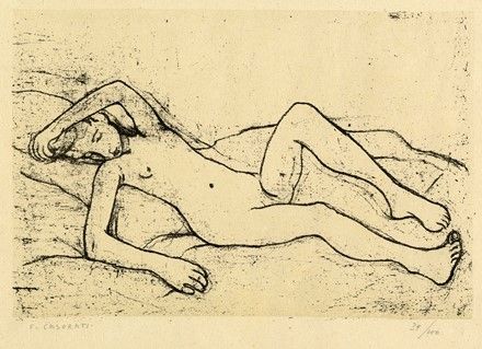 Litografía Casorati - Nudo disteso