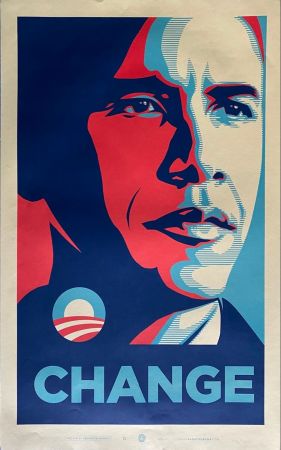 Serigrafía Fairey - Obama Change