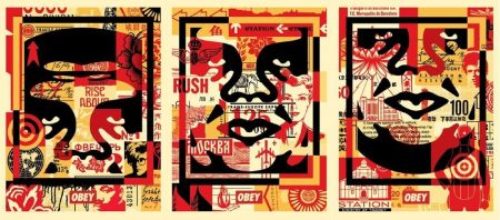 Litografía Fairey - Obey 3 Face Collage