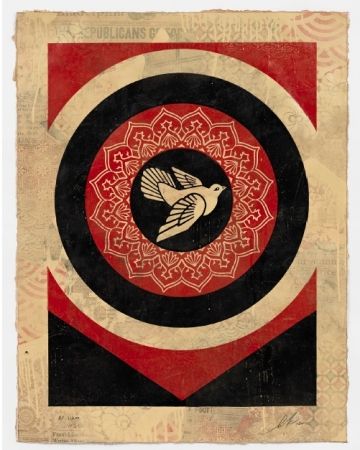 Serigrafía Fairey - Obey Dove Black
