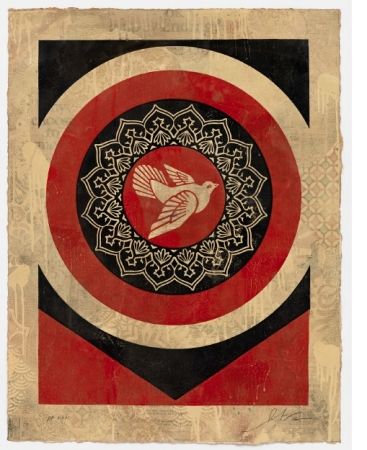 Serigrafía Fairey - Obey Dove Red