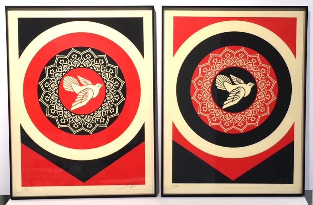 Serigrafía Fairey - Obey Dove Red & Black Set