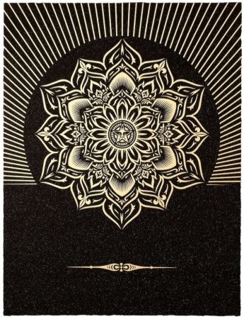 Serigrafía Fairey - Obey Lotus Diamond (Black / Gold)