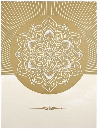 Serigrafía Fairey - Obey Lotus Diamond (White / Gold)