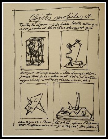Litografía Giacometti - OBJETS MOBILES ET MUETS I