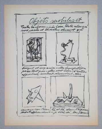 Litografía Giacometti - Objets mobiles et muets Part I.