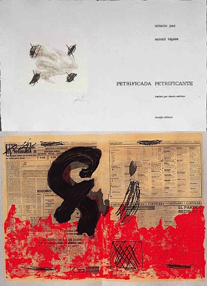 Libro Ilustrado Tàpies - Octavio PAZ: PETRIFICADA PETRIFICANTE. 8 gravures originales en couleurs (1978).