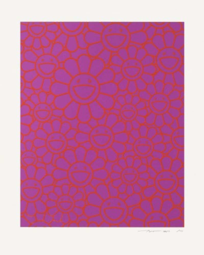 Múltiple Murakami - October Story Silkscreen (Orange Lavender Flowers)