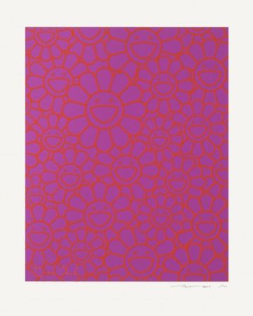 Múltiple Murakami - October Story Silkscreen (Orange Lavender Flowers)