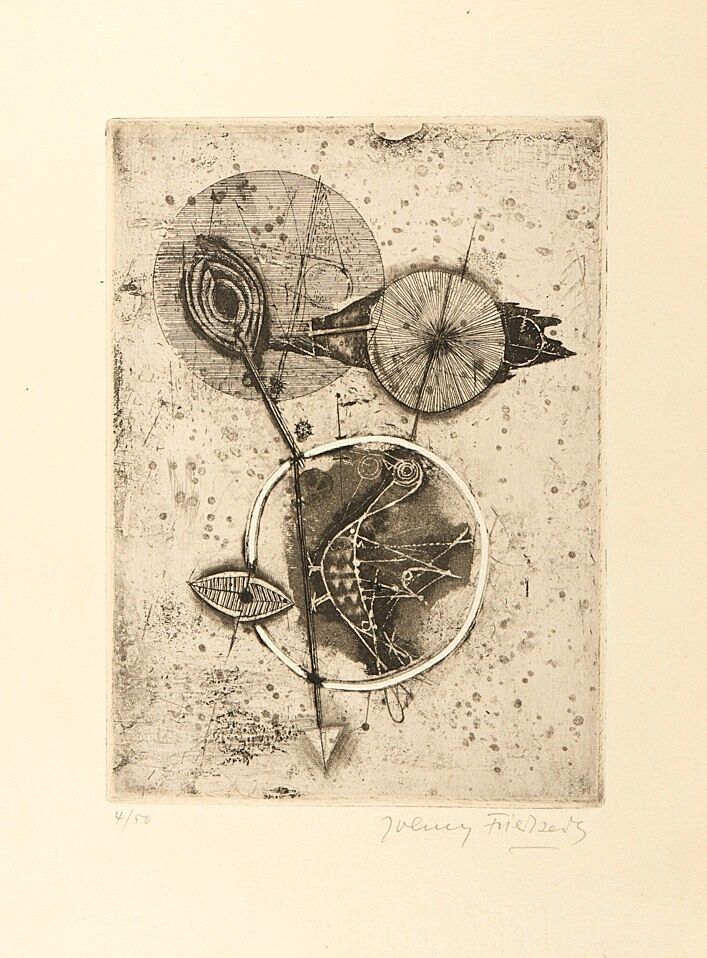 Aguafuerte Friedlaender - Oiseau au cercle