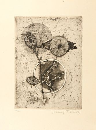 Aguafuerte Friedlaender - Oiseau au cercle