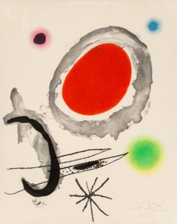 Grabado Miró - Oiseau Entre Deux Astres