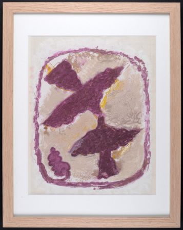 Litografía Braque - Oiseaux Fulgurants, 1963 - Framed