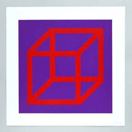 Linograbado Lewitt - Open Cube in Color on Color Plate 05