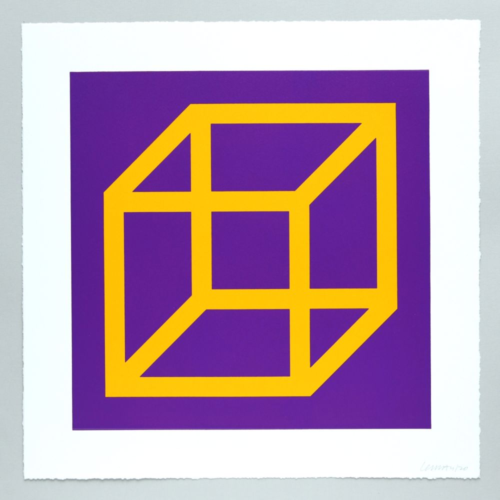 Linograbado Lewitt - Open Cube in Color on Color Plate 09